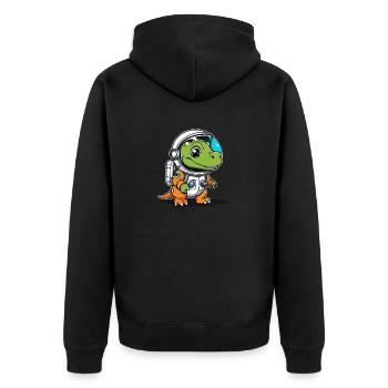 Dinosaurier Astronaut Illustration - Unisex Premium Bio Zip Hoodie - Schwarz - Hinten - Nico (187cm)