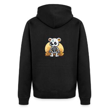 Cute Bear Skeleton Illustration - Unisex Premium Organic Zip Hoodie - black - Back - Nico (187cm)