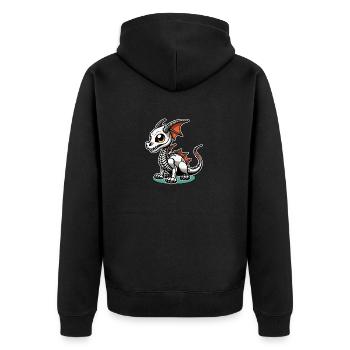Cute Dragon Skeleton Illustration - Unisex Premium Organic Zip Hoodie - black - Back - Nico (187cm)