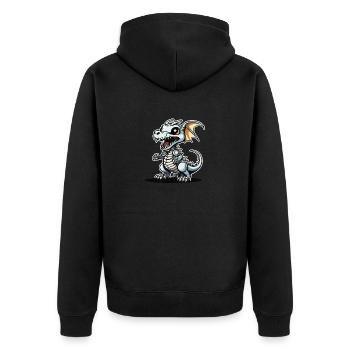 Cute Dragon Skeleton Illustration - Unisex Premium Organic Zip Hoodie - black - Back - Nico (187cm)