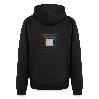 90er Design - Unisex Premium Bio Zip Hoodie - Schwarz - Hinten - Nico (187cm)