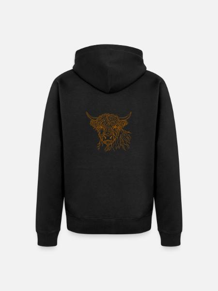 Hairy Cow Doodle - Unisex Premium Organic Zip Hoodie - black