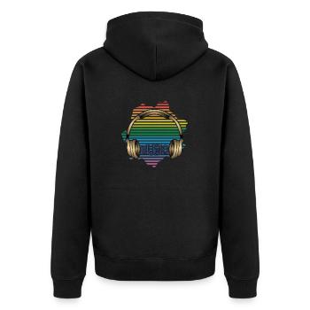 Kopfhörer - Unisex Premium Bio Zip Hoodie - Schwarz - Hinten - Nico (187cm)