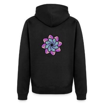 Flower - Unisex Premium Organic Zip Hoodie - black - Back - Nico (187cm)
