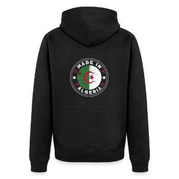 Made in Algerien - Geschenkidee Algerien - Unisex Premium Bio Zip Hoodie - Schwarz - Hinten - Nico (187cm)