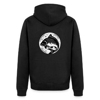 Karpfen kreativ schwarz-weiß - Unisex Premium Bio Zip Hoodie - Schwarz - Hinten - Nico (187cm)