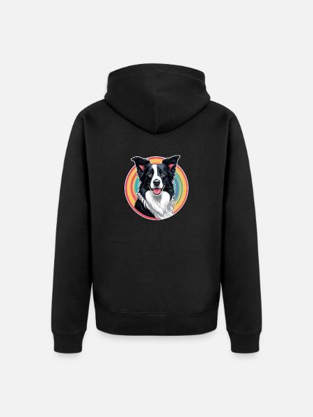 Border Collie - Premium økologisk unisex-hættejakke - sort