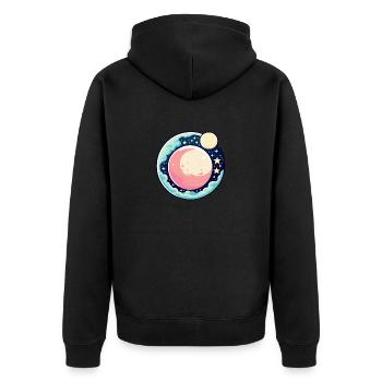 Moon Landscape Illustration - Unisex Premium Organic Zip Hoodie - black - Back - Nico (187cm)