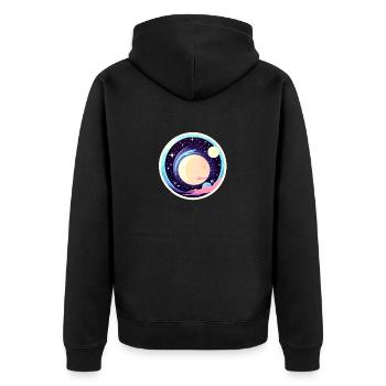 Moon Landscape Illustration - Unisex Premium Organic Zip Hoodie - black - Back - Nico (187cm)