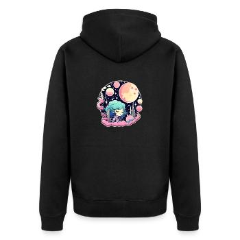 Moon Landscape Illustration - Unisex Premium Organic Zip Hoodie - black - Back - Nico (187cm)