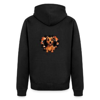 Playful Dachshund Heart Illustration - Unisex Premium Organic Zip Hoodie - black - Back - Nico (187cm)