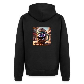 Crazy Coffee! - Unisex Premium Organic Zip Hoodie - black - Back - Nico (187cm)