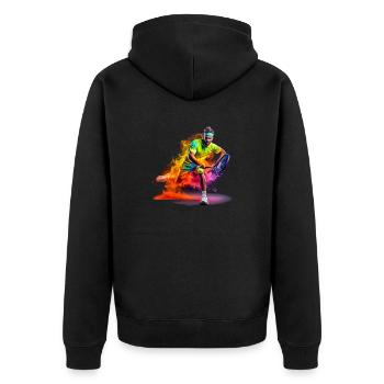 Tennis game with two or four players - Unisex Premium Organic Zip Hoodie - black - Back - Nico (187cm)