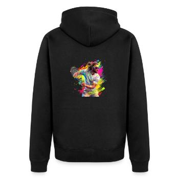 Tennis ist ein beliebter Sport - Unisex Premium Bio Zip Hoodie - Schwarz - Hinten - Nico (187cm)