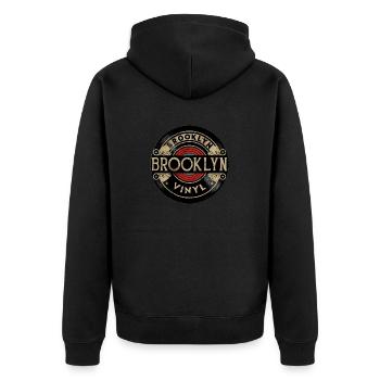 Brooklyn Vinyl - Unisex Premium Organic Zip Hoodie - black - Back - Nico (187cm)