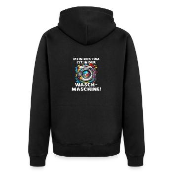 Mein Kostüm ist in der Waschmaschine! - Unisex Premium Bio Zip Hoodie - Schwarz - Hinten - Nico (187cm)