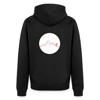 Ski dich frei! (rot) - Unisex Premium Bio Zip Hoodie - Schwarz - Hinten - Nico (187cm)