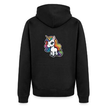 Illustration de licorne arc-en-ciel - Veste à capuche bio Premium Unisexe - noir - Dos - Nico (187cm)