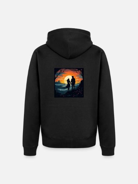 sunset couple - Unisex Premium Organic Zip Hoodie - black