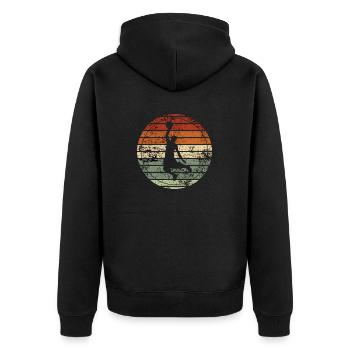 Retro Basketball - Vintage-Geschenkidee - Unisex Premium Bio Zip Hoodie - Schwarz - Hinten - Nico (187cm)