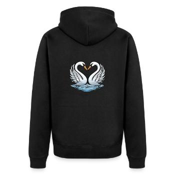 Schwan Valentinstag Illustration - Unisex Premium Bio Zip Hoodie - Schwarz - Hinten - Nico (187cm)