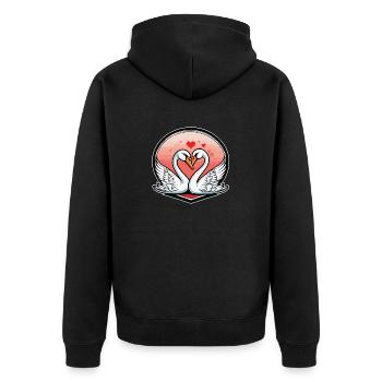 Schwan Valentinstag Illustration - Unisex Premium Bio Zip Hoodie - Schwarz - Hinten - Nico (187cm)