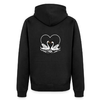 Schwan Valentinstag Illustration - Unisex Premium Bio Zip Hoodie - Schwarz - Hinten - Nico (187cm)
