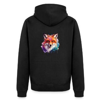 magic fox - Unisex Premium Bio Zip Hoodie - Schwarz - Hinten - Nico (187cm)