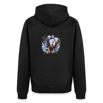 Adler fliegend Krafttier - Unisex Premium Bio Zip Hoodie - Schwarz - Hinten - Nico (187cm)