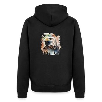Adler Krafttier - Unisex Premium Bio Zip Hoodie - Schwarz - Hinten - Nico (187cm)