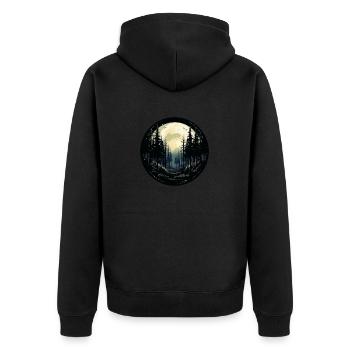 Nacht des Waldes - Unisex Premium Bio Zip Hoodie - Schwarz - Hinten - Nico (187cm)