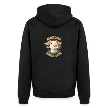 awesome Since 1939 - Humor 1939 Geburtstagsgeschenk - Unisex Premium Bio Zip Hoodie - Schwarz - Hinten - Nico (187cm)