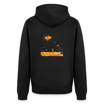 Drachen steigen lassen, gut für Jung und Alt - Unisex Premium Bio Zip Hoodie - Schwarz - Hinten - Nico (187cm)