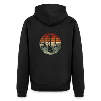 Retro Guitar - Vintage Gift Idea - Unisex Premium Organic Zip Hoodie - black - Back - Nico (187cm)