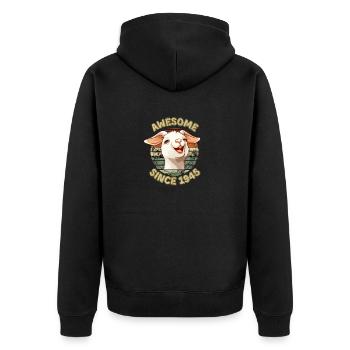 awesome Since 1945 - Humor 1945 Geburtstagsgeschenk - Unisex Premium Bio Zip Hoodie - Schwarz - Hinten - Nico (187cm)