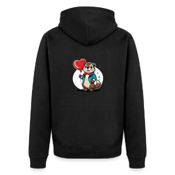 Coeur de loutre - Saint-Valentin - Veste à capuche bio Premium Unisexe - noir - Dos - Nico (187cm)