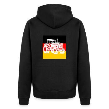 Deutschlandflagge Traktor Landwirtschaft Proteste - Unisex Premium Bio Zip Hoodie - Schwarz - Hinten - Nico (187cm)