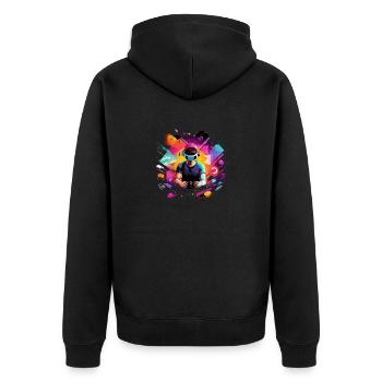 Gaming Immersion: Virtuelle Realität Spieler - Unisex Premium Bio Zip Hoodie - Schwarz - Hinten - Nico (187cm)