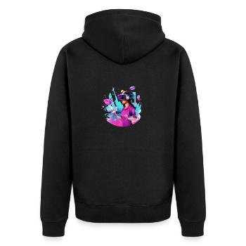 VR Erlebnis: Interaktive Spielwelt - Unisex Premium Bio Zip Hoodie - Schwarz - Hinten - Nico (187cm)