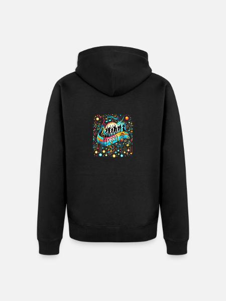 Musical Celebration: Vibrant Party Illustration - Unisex Premium Organic Zip Hoodie - black