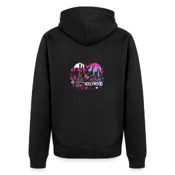 Paris romantique Hollywood – Art magique de la ville - Veste à capuche bio Premium Unisexe - noir - Dos - Nico (187cm)