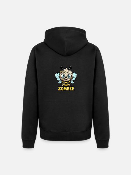 ZomBee - Die Zombie-Biene - Unisex Premium Bio Zip Hoodie - Schwarz