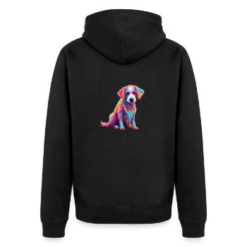 magic magic dog - Unisex Premium Bio Zip Hoodie - Schwarz - Hinten - Nico (187cm)