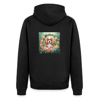 Cute Kawaii Baby American Cocker Spaniel Floral - Unisex Premium Organic Zip Hoodie - black - Back - Nico (187cm)