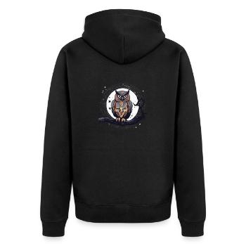 magic owl 1 - Unisex Premium Bio Zip Hoodie - Schwarz - Hinten - Nico (187cm)
