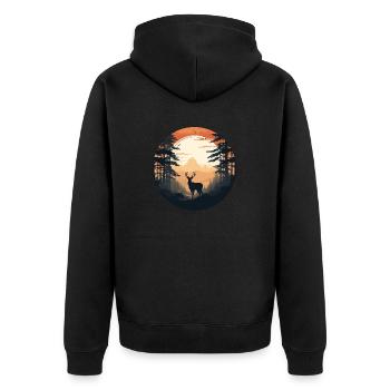 Morning forest - Unisex Premium Organic Zip Hoodie - black - Back - Nico (187cm)