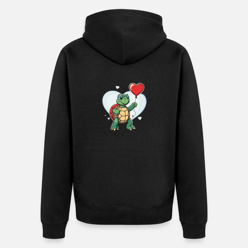 Coeur de tortue - Saint-Valentin - Veste à capuche bio Premium Unisexe - noir