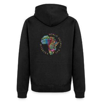 World Animal Day zebra background - Unisex Premium Bio Zip Hoodie - Schwarz - Hinten - Nico (187cm)