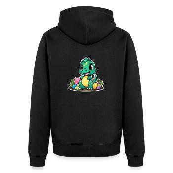 Dinosaur Easter Eggs Easter - Unisex Premium Organic Zip Hoodie - black - Back - Nico (187cm)