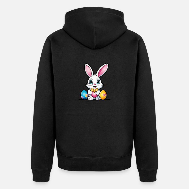 Easter Bunny Easter Illustration - Unisex Premium Organic Zip Hoodie - black